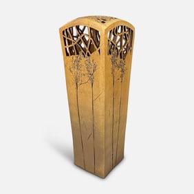 Dennis Kirchmann 30" Hand Built Incised and Reticulated Art Pottery Garden Column