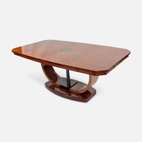 Pietro Costantini Contemporary Extending Dining Table w/Exotic Hardwood Inlays Two Leaves