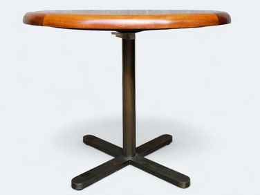 Fine Solid Bronze and Wood Round Top Bistro Breakfast Table