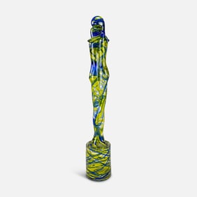 38" "Lovers Embrace" Solid Murano Art Glass Italian Sculpture Artist Signed
