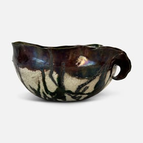 Unique Form Art Pottery Bowl w/Central Nude Woman