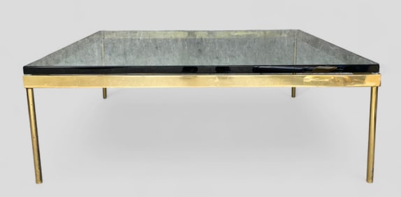 Fine Brass and 1" Glass Square Modernist Cocktail Table