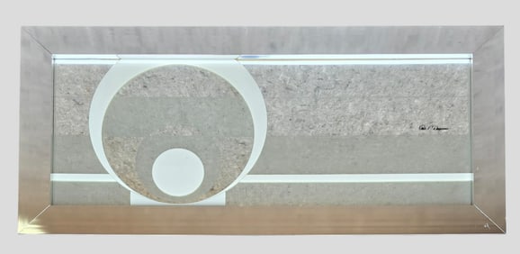 Paula F. Duymann 1970s MCM Pop Art Wall Mirror w/Wide Brushed Steel Frame