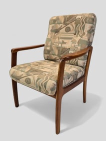 Danish Modern Teak Upholstered Lounge Chair w/Modern Art Deco Fabric