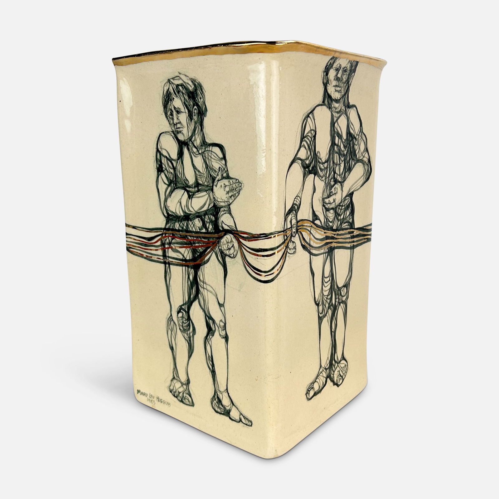 Signed Mary Lou Higgins 1983 Ceramic Vase (1 of 8)