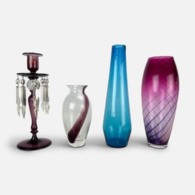 Lenox Limited Edition Vase, Signed Young & Constantine Art Glass Vase, Tall Blue Glass Vase and
