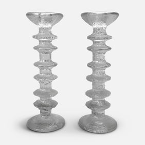 Timo Sarpaneva for Iittala Pair of Festivo Glass Candleholders
