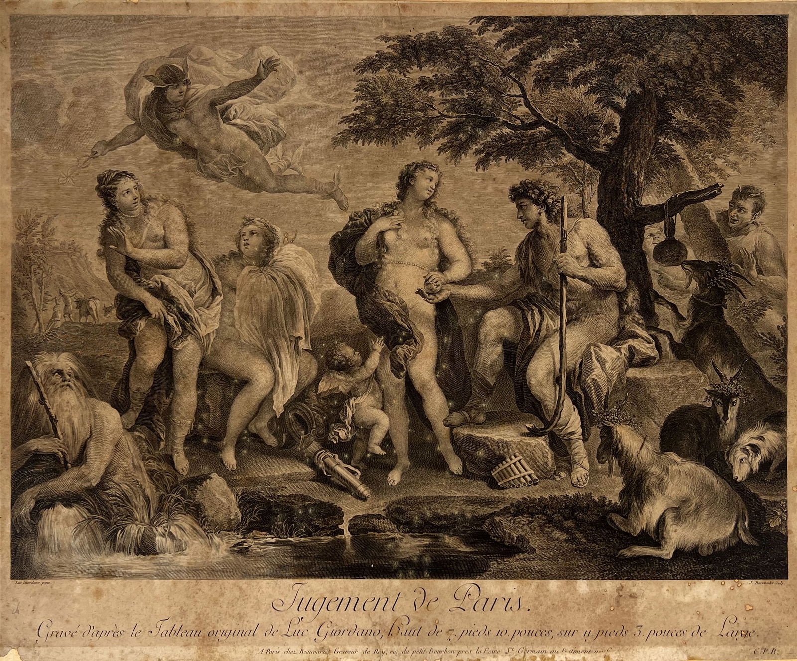 Original 18thC Jacques Firmin Beauvarlet "Judgement De Paris" Etching Laid Print Unframed (1 of 14)