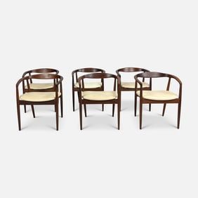 Six Kai Kristiansen Troja Danich Modern Teak Wood and Leather Chairs