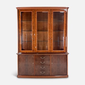 ALF Italia Modern Burlwood Two-Piece Display Lighted Cabinet