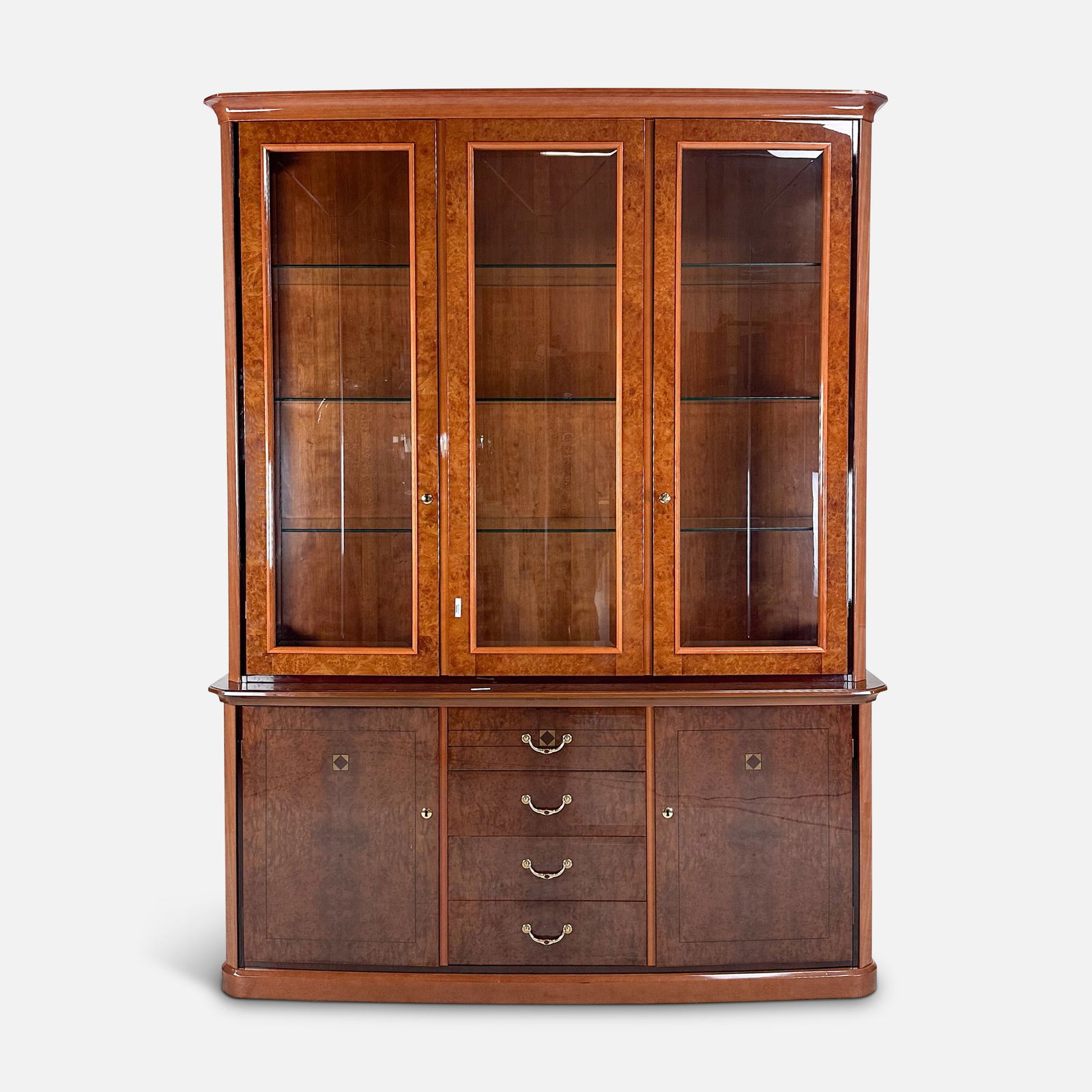 ALF Italia Modern Burlwood Two-Piece Display Lighted Cabinet (1 of 7)