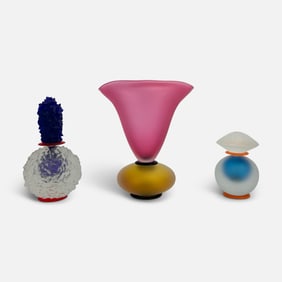 Stephan Cox Studio Art Glass Vase and Scent Bottles