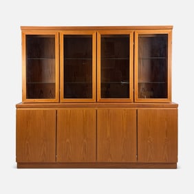 Skovby Mobelfabrik A/S Danish Two Piece Lighted Display Cabinet