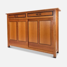 Jo Roessler for Nojo Design Cherry & Wenge Wood Bench Made Cabinet