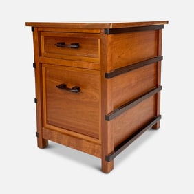 Jo Roessler for Nojo Design Cherry & Wenge Wood Bench Made File Cabinet
