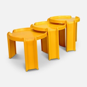 Giotto Stoppino for Kartell Milano MCM Yellow Stacking Nesting Tables
