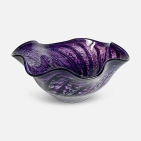 Robert Eickholt Signed Art Glass Ruffled Vase