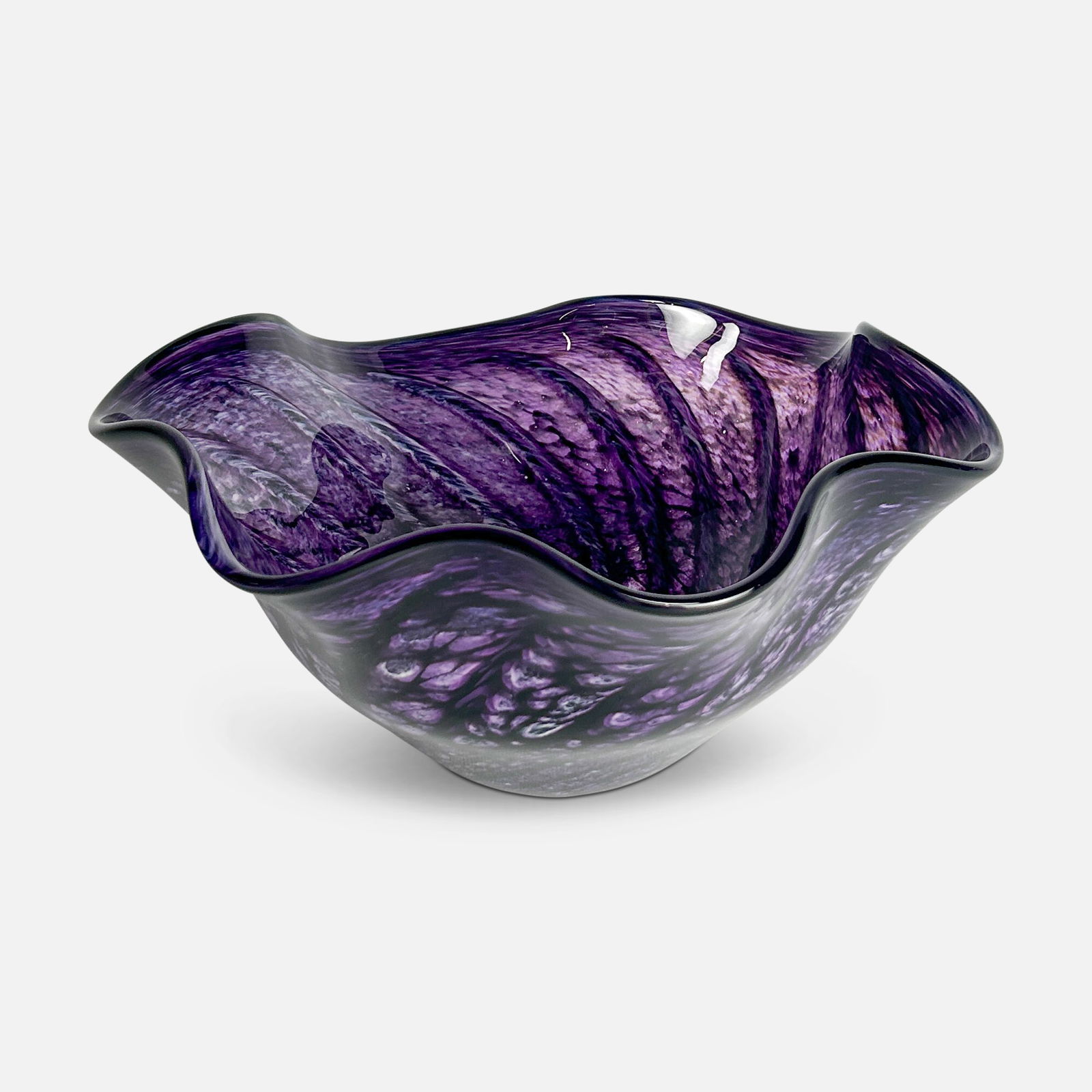 Robert Eickholt Signed Art Glass Ruffled Vase (1 of 6)