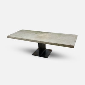Ward Bennett Solid and Heavy Brutalist Concrete and Steel I-Beam Dining Table