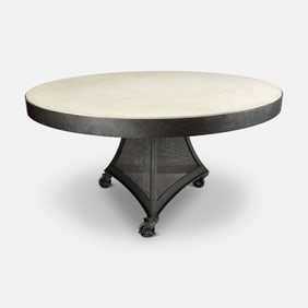 Mike Weeks "Nettie Darr" Contemporary Iron Rolling Circular Table