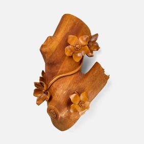 Michael Semsch Hand Carved Wall Hanging Flowering Dogwood Tree Trunk