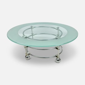 Jay Spectre for Century Furniture Chrome Glass and Aluminum Coffee Table