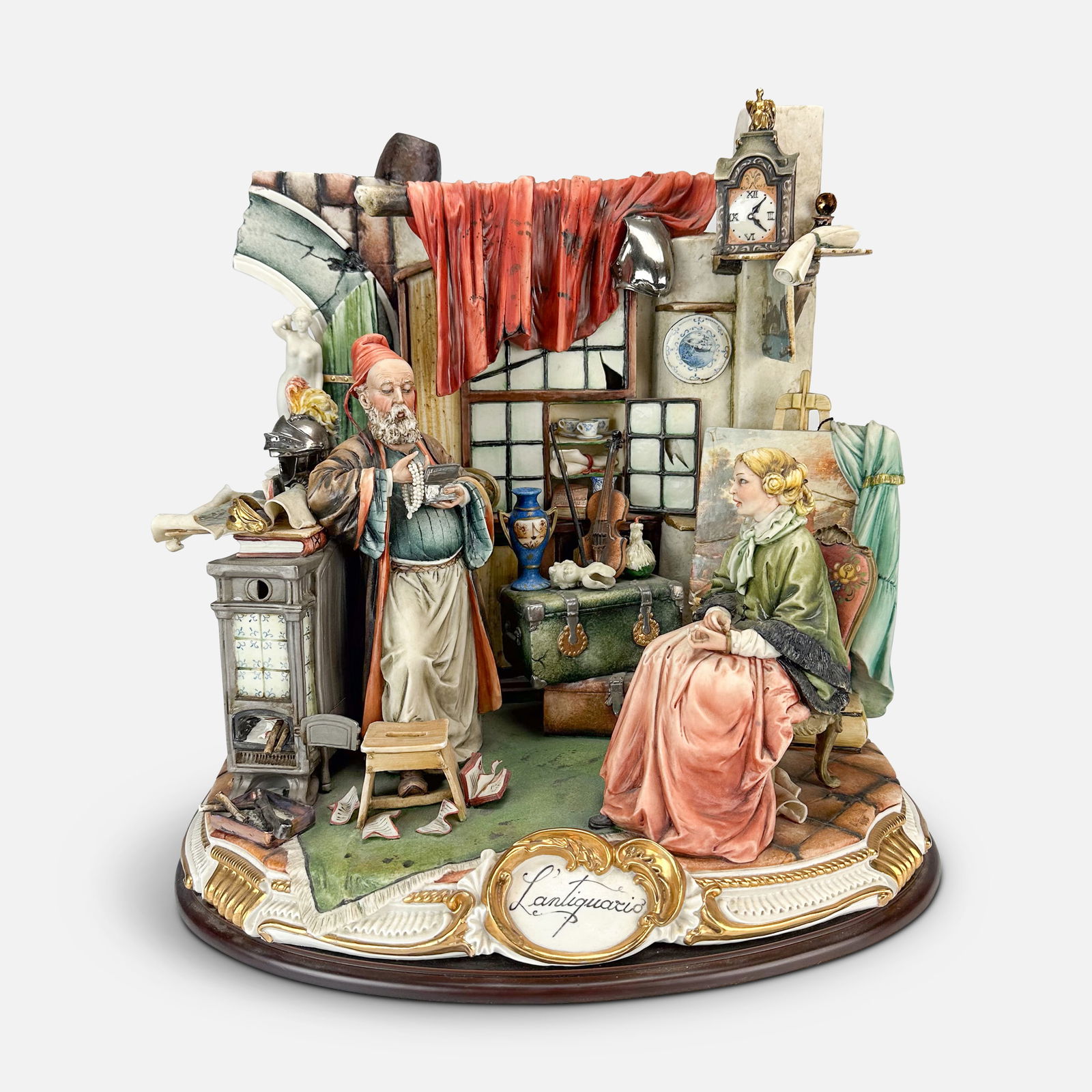 Luciano Cazzola "The Antiquarian" From The Capodimonte Collection Produced by Porcellane Principe: From a limited edition of 500, extremely intricate porcelain piece. Appears to be free from any chips, cracks, or repairs. We do not provide in-house shipping! Please reach out to Donald Camden at UPS