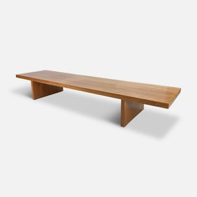 Solid Wood Butcher Block Style Walnut Low Coffee Table Bench