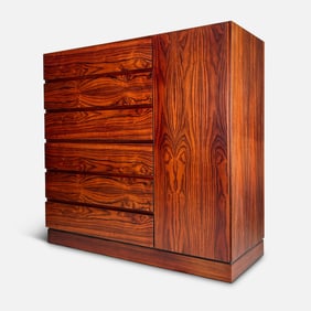 Arne Wahl Iversen for Vinde Mobelfabrik Danish Modern Rosewood Tall Boy Twelve-Drawer Dresser