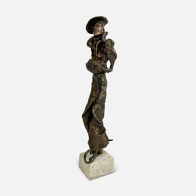 Artist Signed Large Woman Skater Metal Artist Proof Bronze Sculpture