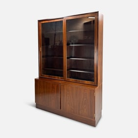 Poul Hundevad Danish Modern Rosewood Two-Piece Glass Display Cabinet