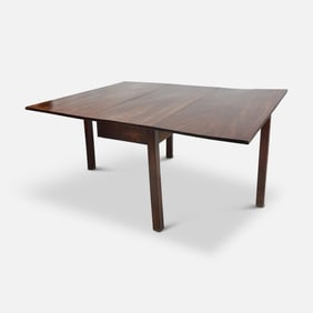 Antique 19thC Solid Plank Walnut Drop-Leaf Dining Table