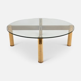 Christopher Weiland Fine Contemporary Bench-Made Wood and Glass Low Round Center Table