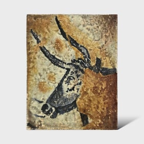 Karlsruher Majolika Ceramic Tile After an Ancient Cave Painting