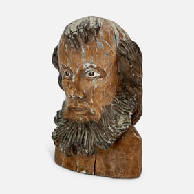 Solid Wood Hand-Carved Male Head #1