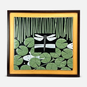 Rick Stafford Neriage Agateware Dragonfly Tile Motif