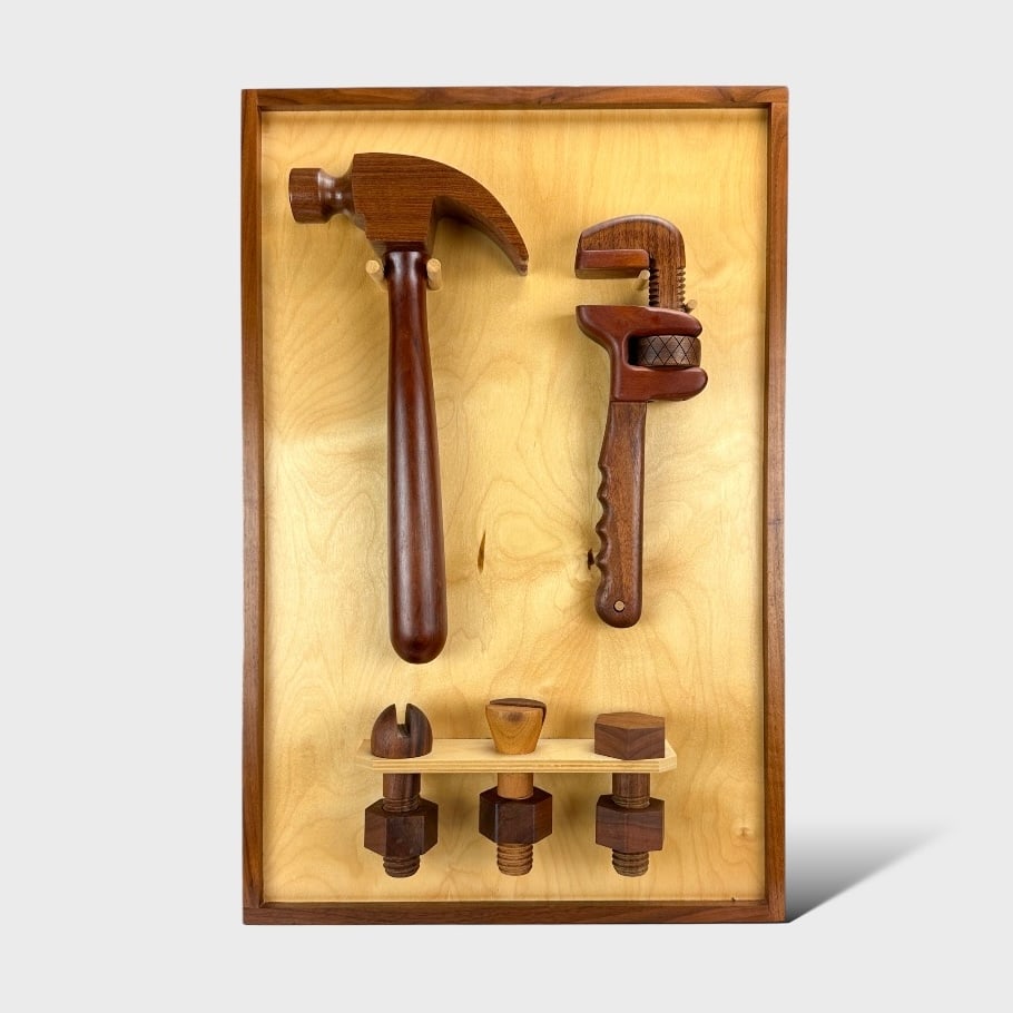 Hand Crafted Wooden Tool Set Wall Hanging (1 of 6)