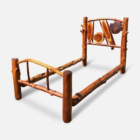 Rustic Live Edge Log Twin Bedframe #2