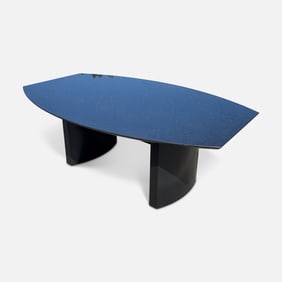 Large Karl Springer Style Heavy Marble Dining Table