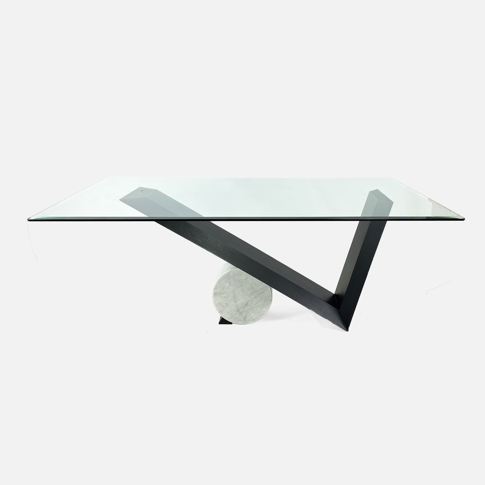 Large Cattelan Italia MCM Glass Top Wood and Marble Valentino Dining Table (1 of 7)