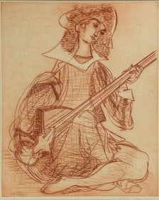 Etienne Ret "La Viole" Pencil Signed Etching Framed Print
