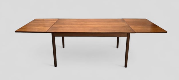 Randers Mobelfabrik Danish Modern Teak Dining Table with Built In Extension Leaves