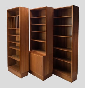 Poul Hundevad Danish Modern Teak Wood Three-Piece Wall Unit MCM Bookcase Shelves