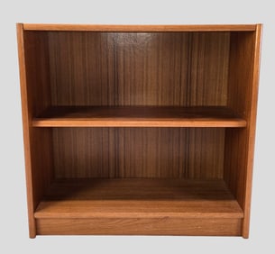 Danish Modern Teak Wood MCM Two Shelf LP Vinyl Record Holder Bookcase