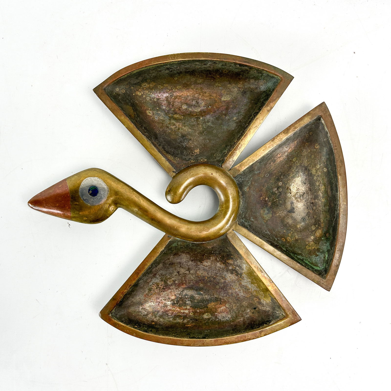 Metales Casados/Los Castillo Taxco Mexican Handwrought Mixed Metal MCM Bird Tray (1 of 5)