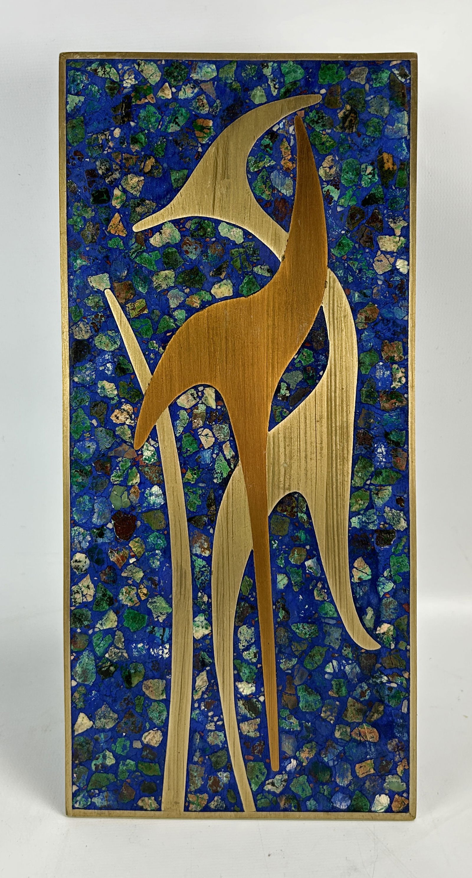Sigi Pineda Mixed Metal w/Blue Mosaic Stone Mexican Modernist MCM Taxco Wall Plaque #3 (1 of 4)
