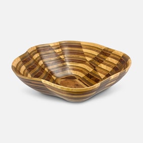 Huge 22" Peter Petrochko 1988 Contemporary Centerpiece Turned Wood Bowl