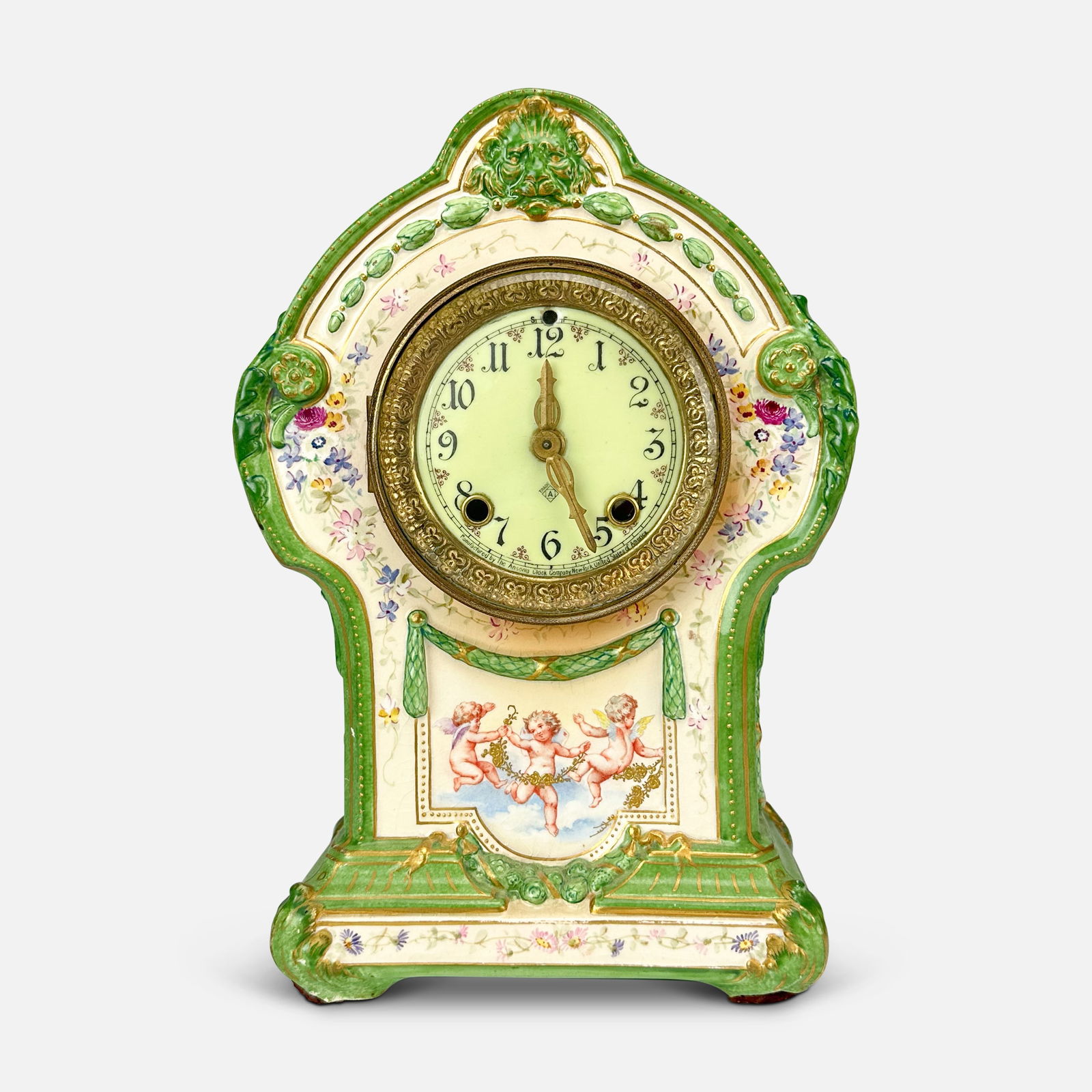 Antique Anasonia Royal Bonn Victorian Porcelain Mantle Clock (1 of 7)