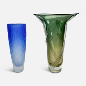 Two William Glasner Studio Contemporary Art Glass Vases