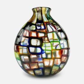 Robin Mix Geometric Contemporary Studio Art Glass Vase